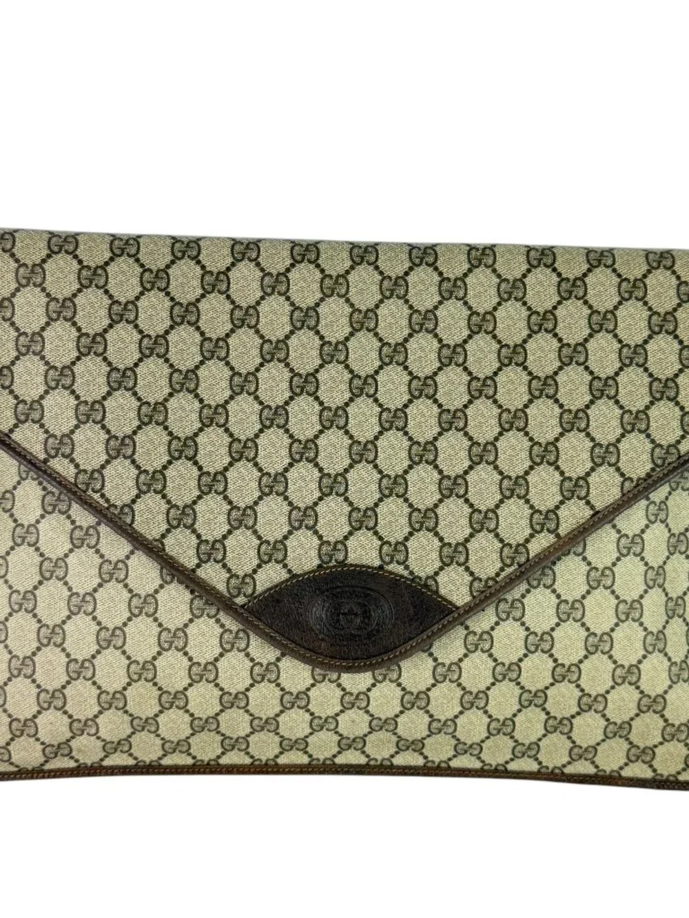 80s GUCCI Brown Supreme Canvas Monogram Document Portfolio Bag Made in Italy